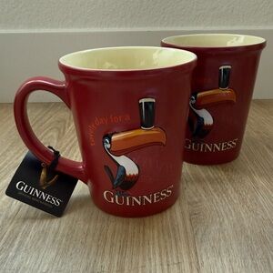 Guinness Toucan Mug Set of 2 Red Ceramic Coffee Cups Made in Thailand NWT